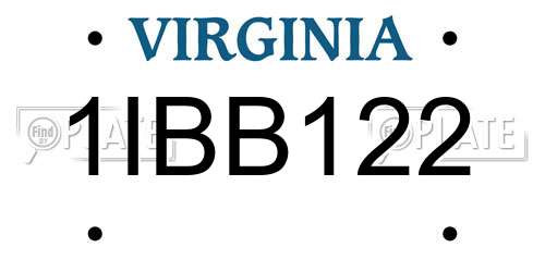 1IBB122 Virginia License Plate