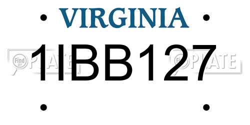 1IBB127 Virginia License Plate