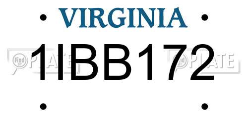 1IBB172 Virginia License Plate