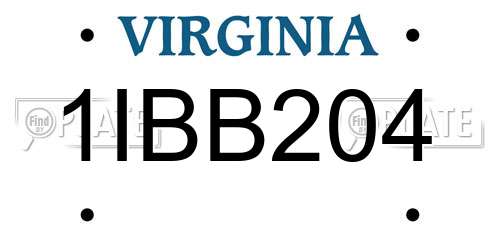 1IBB204 Virginia License Plate