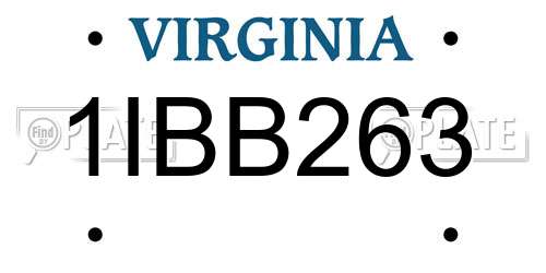 1IBB263 Virginia License Plate