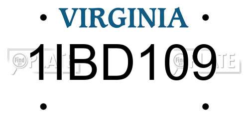 1IBD109 Virginia License Plate