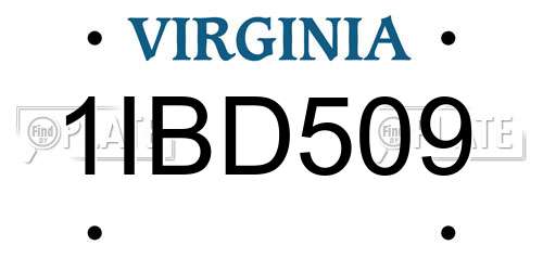1IBD509 Virginia License Plate