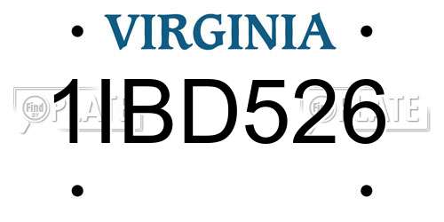1IBD526 Virginia License Plate