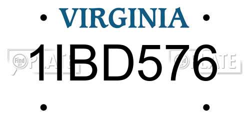 1IBD576 Virginia License Plate