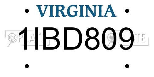 1IBD809 Virginia License Plate