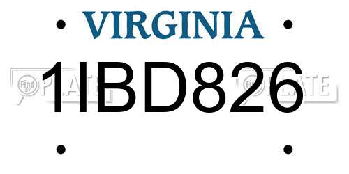1IBD826 Virginia License Plate