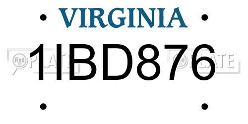 1IBD876 Virginia License Plate