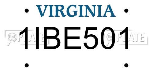 1IBE501 Virginia License Plate