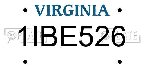 1IBE526 Virginia License Plate