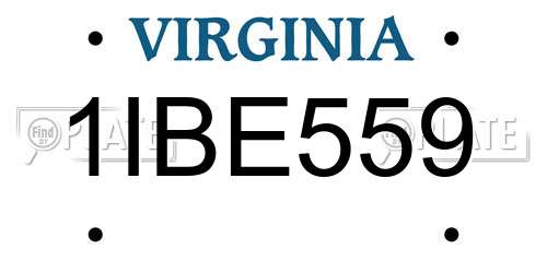 1IBE559 Virginia License Plate