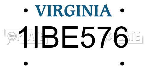 1IBE576 Virginia License Plate