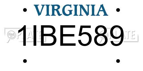 1IBE589 Virginia License Plate