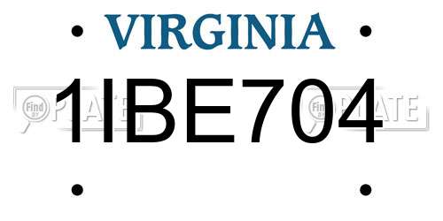 1IBE704 Virginia License Plate