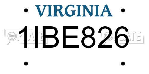 1IBE826 Virginia License Plate
