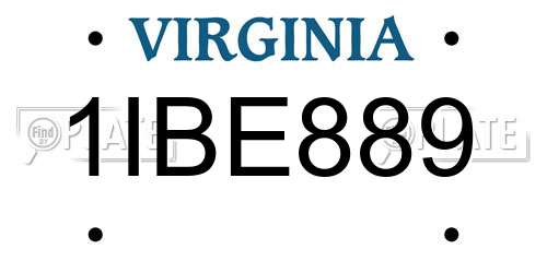 1IBE889 Virginia License Plate