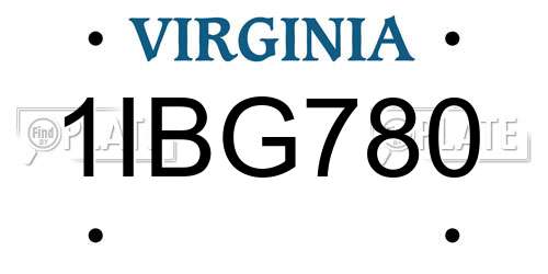 1IBG780 Virginia License Plate
