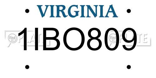 1IBO809 Virginia License Plate