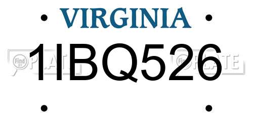 1IBQ526 Virginia License Plate