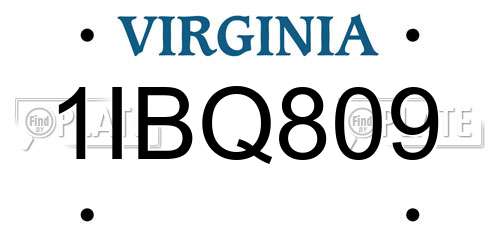 1IBQ809 Virginia License Plate