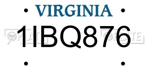 1IBQ876 Virginia License Plate