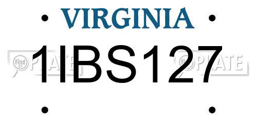 1IBS127 Virginia License Plate