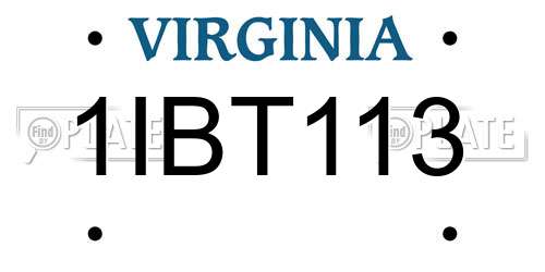 1IBT113 Virginia License Plate