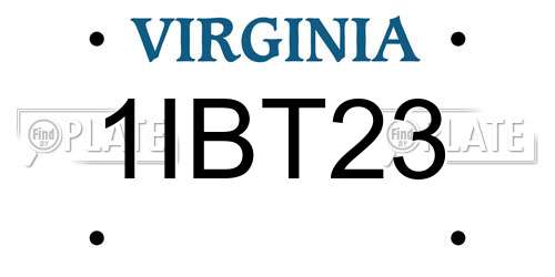 1IBT23 Virginia License Plate