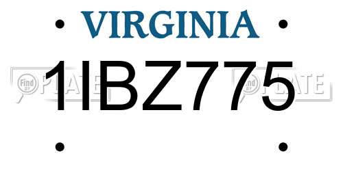 1IBZ775 Virginia License Plate