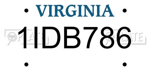 1IDB786 Virginia License Plate