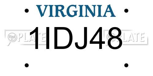 1IDJ48 Virginia License Plate