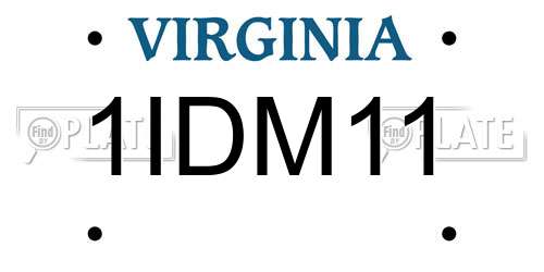 1IDM11 Virginia License Plate