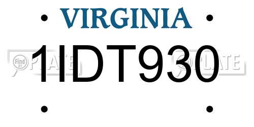 1IDT930 Virginia License Plate
