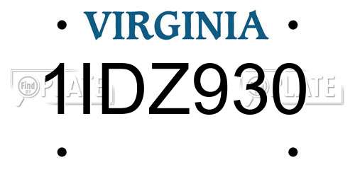 1IDZ930 Virginia License Plate