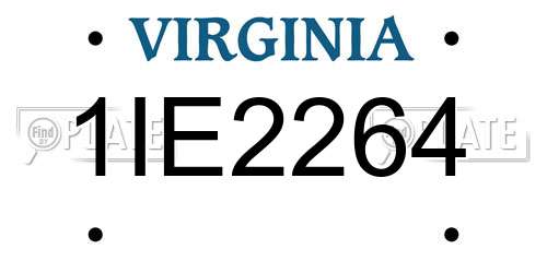 1IE2264 Virginia License Plate
