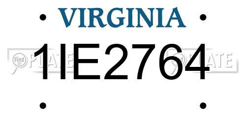 1IE2764 Virginia License Plate