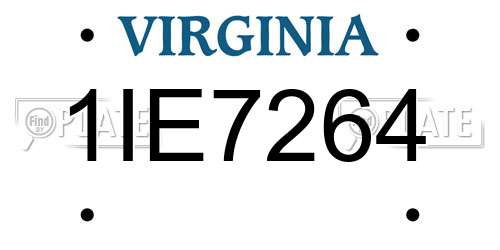 1IE7264 Virginia License Plate