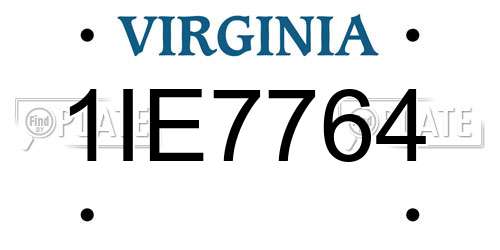1IE7764 Virginia License Plate