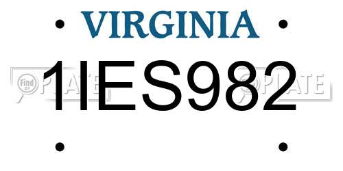 1IES982 Virginia License Plate