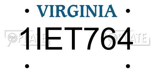 1IET764 Virginia License Plate