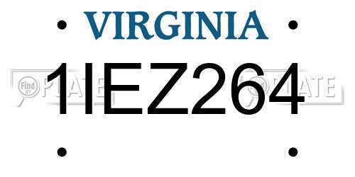 1IEZ264 Virginia License Plate