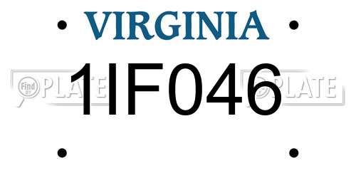 1IF046 Virginia License Plate