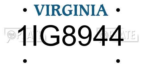 1IG8944 Virginia License Plate