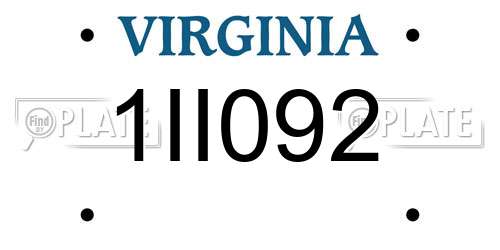 1II092 Virginia License Plate