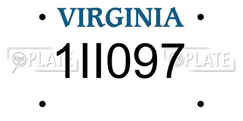 1II097 Virginia License Plate