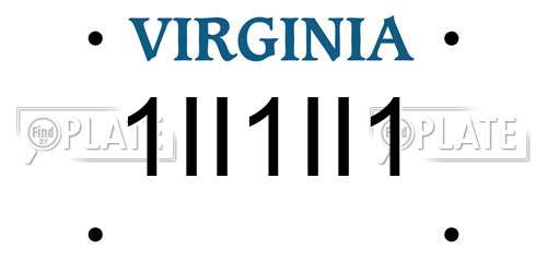 1II1II1 Virginia License Plate