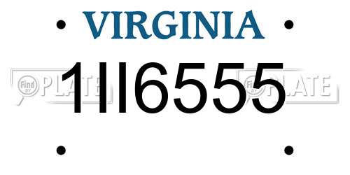 1II6555 Virginia License Plate