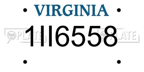 1II6558 Virginia License Plate