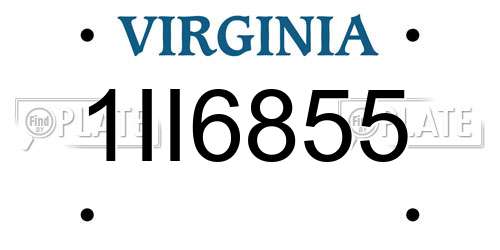 1II6855 Virginia License Plate