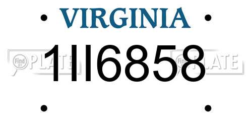 1II6858 Virginia License Plate
